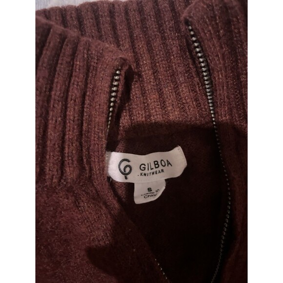 Gilboa Men's Half-Zip Lambswool Blend Sweater Size Small Burgundy Preowned - Picture 2 of 3